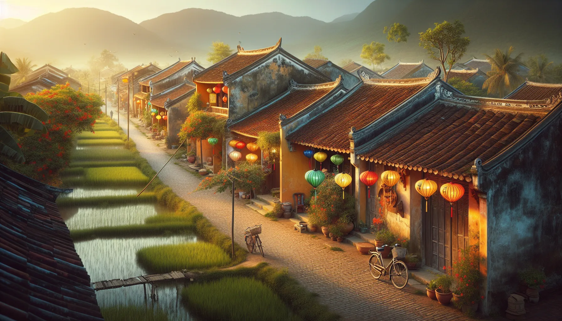 Village flottant dans le delta du Mékong au Vietnam